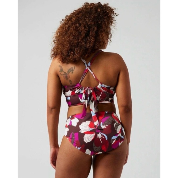 Athleta Plunge Bikini Top D-dd Decadent Chocolate Hero Bloom Large - Picture 6 of 12